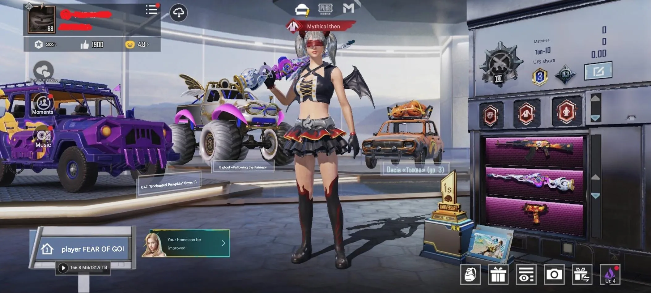 PGM240 Glacier LVL 6, 8-Bit Pony LVL 4, Rev Lizard LVL 7, MK14 Gilding LVL 4, 50+ Mythic Skins, 30+ Leveled Weapons, 10+ Kill Chats (G)